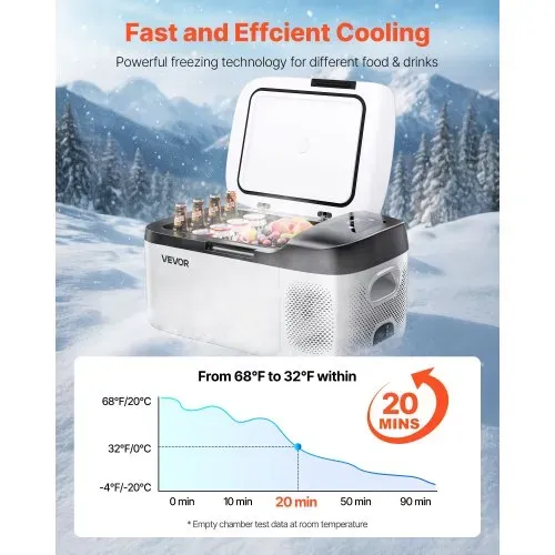 VEVOR Kompressor Kühlbox 15 L,12/24V DC Elektrische Gefrierbox mit App-Steuerung, 100–240 V AC Autokühlschrank für Camping Reisen Lastkraftwagen Angeln, 60 W Thermoelektrische Kühlbox Tragbar – Bild 2