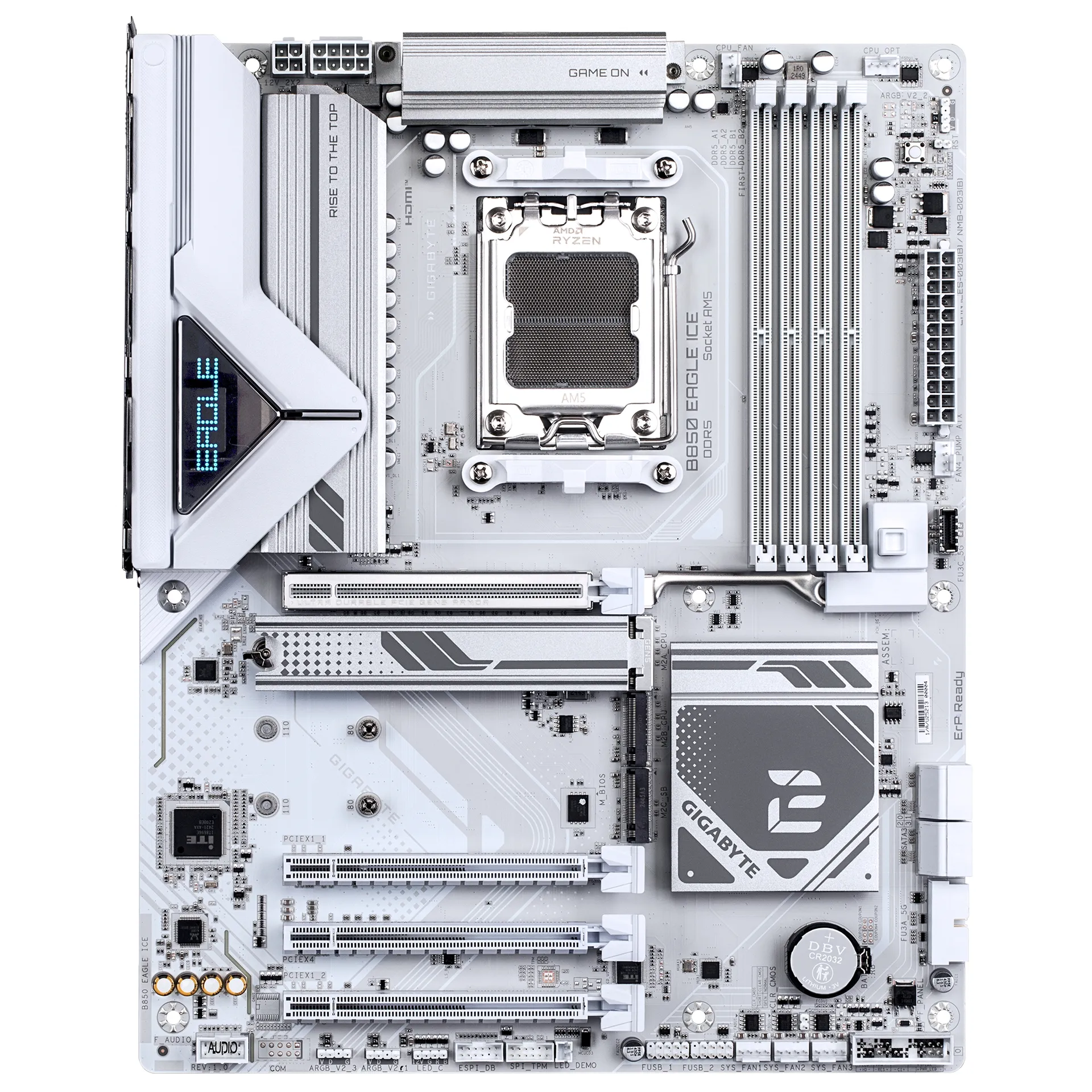GIGABYTE B850 EAGLE ICE Mainboard – AMD Ryzen 9000 Serien-Prozessoren, 8+2+2 Phasen Digital-VRM, bis zu 8200 MHz DDR5 (O.C), 1 x PCIe 5.0 M.2 + 2 x PCIe 4.0 M.2, 2.5 GbE LAN, USB 3.2 Gen 2 – Bild 2