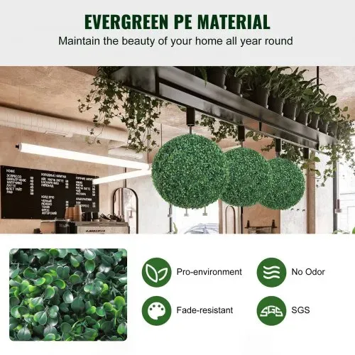 VEVOR 2x Buchsbaumkugel Künstlich Ø40,6cm Garten Deko Buchsbaum Kugel künstlich Buchskugel Kunstpflanze aus PE, Holz, PP inkl. 4 Stk. Dekorative Schmetterlinge und 10 Stk. Ersatzblätter – Bild 2