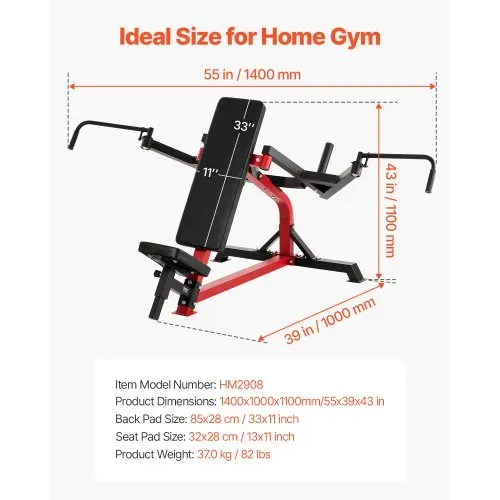 VEVOR Trainer für Brustmuskeln und hinteren Deltamuskel (Neigung), 204 kg belastbare Brustmaschine, verstellbares Fitness-Brustbank-Set, Heim-Fitnessgerät für Krafttraining mit dem Oberkörper – Bild 6