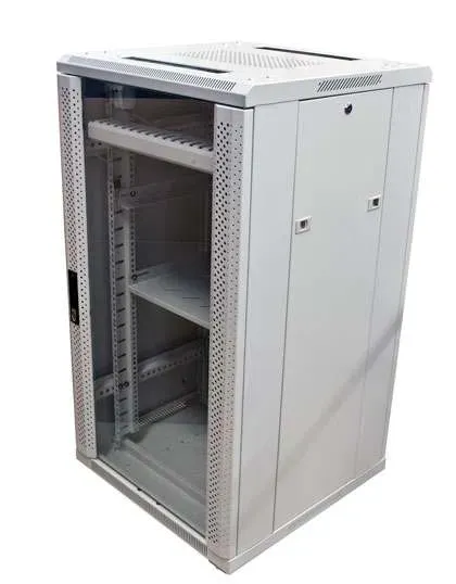 ALLNET 19"Schrank, 12HE, B600/T 600mm, Glastür, Lichtgrau, SNB-Serie, – Bild 3