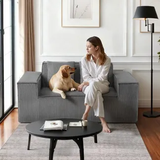 VEVOR Loveseat-Sofa Couch mit zwei Sitzen (160 cm breit), modernes kleines Cord-Sofa mit Taschenfedern & weichem Kissen für Schlafzimmer Büro Wohnung, kein Zusammenbau erforderlich, grau VEVOR Loveseat-Sofa Couch mit zwei Sitzen (160 cm breit), modernes kleines Cord-Sofa mit Taschenfedern & weichem Kissen für Schlafzimmer Büro Wohnung, kein Zusammenbau erforderlich, grau