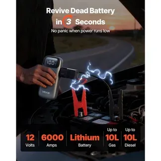 VEVOR Starthilfe Powerbank, Starthilfegerät 6000A Spitzenstrom mit LED-Taschenlampe & Kabel für Motor bis zu 10L Diesel/Benzin, Autobatterie Booster mit Schnellladung & Sicherheitsschutz für Notfall VEVOR Starthilfe Powerbank, Starthilfegerät 6000A Spitzenstrom mit LED-Taschenlampe & Kabel für Motor bis zu 10L Diesel/Benzin, Autobatterie Booster mit Schnellladung & Sicherheitsschutz für Notfall