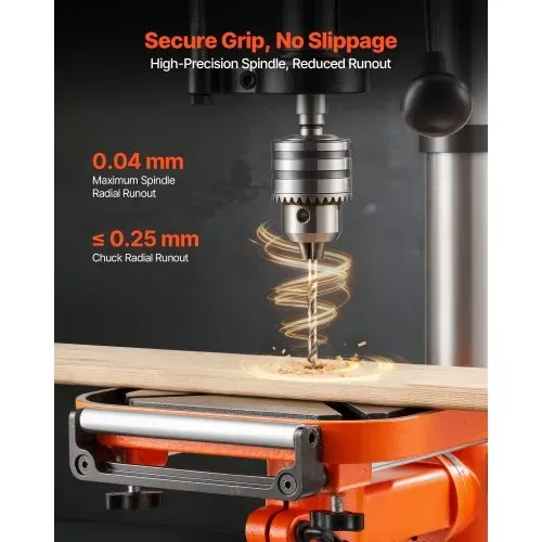 VEVOR Tischbohrmaschine 305 mm, Standbohrmaschine 550 W, Säulenbohrmaschine mit Drehzahlregelung 340–2200 U/min, Neigbarer Tisch 45°, Laser & LED, Bohrmaschine für Holz- & Metallbearbeitung – Bild 5
