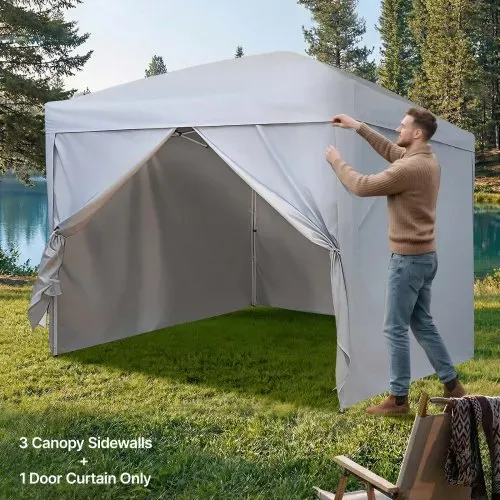 VEVOR 4x Seitenwände für Pavillon, Seitenteile für 3 x 3 m Faltpavillon, Wasserfeste Seitenplanen mit Sonnenschutz PU-Beschichtung, Seitenwand mit Reißverschlusstür für Outdoor-Events Camping, Weiß – Bild 7