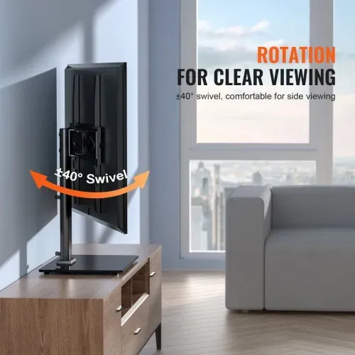 VEVOR TV Ständer mit Rollen Universal 615–670 mm Höhenverstellbar, 75 x 75 mm, 400 x 400 mmm 41 kg Belastbar Bodenständer Standfuß Mobil Wagen Fernsehständer, Stabile Halterung Fernsehtisch – Bild 3