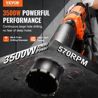 VEVOR Kernbohrmaschine Diamantkernbohrgerät mit Bohrdurchmesser 2-30 cm mit Ständer und Kernbohrer, 3500 W robuster Beton-Kernbohrer, Nass- und Trockenanwendung für Beton Ziegel VEVOR Kernbohrmaschine Diamantkernbohrgerät mit Bohrdurchmesser 2-30 cm mit Ständer und Kernbohrer, 3500 W robuster Beton-Kernbohrer, Nass- und Trockenanwendung für Beton Ziegel