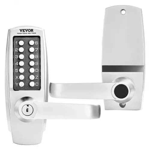 VEVOR mechanisches schlüsselloses Türschloss mit einseitiger Tastatur (14 Tasten), schlüsselloses Türschloss mit Griff & Schlüsseln, eingebautes Codeschloss für Haus Büro Außenzaun Hof Silber – Bild 9