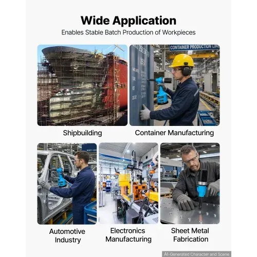 VEVOR Druckluft Nietmutternzange Set mit 6 SAE- & 7 Metrischen Kopfstück, Pneumatische Blindnietzange Set für Automobil Industrie Heimwerkerprojekte, 2,5t Zugkraft, Max. 3000 U/min, Mit Tragkiste – Bild 5