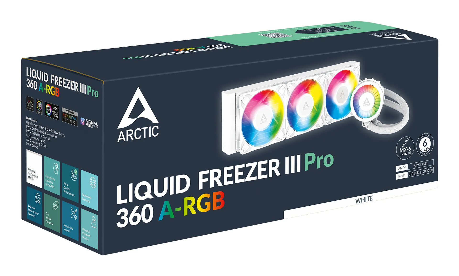 ARCTIC Liquid Freezer III Pro 360 A-RGB (White) - Multikompatibler All-in-One CPU-Wasserkühler mit A-RGB – Bild 6