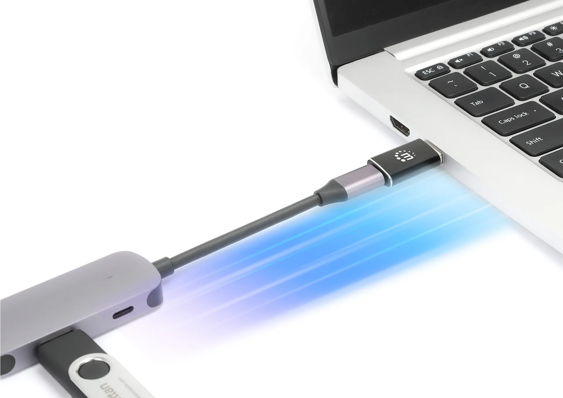 Manhattan 153980 Kabeladapter USB A USB C Schwarz – Bild 2