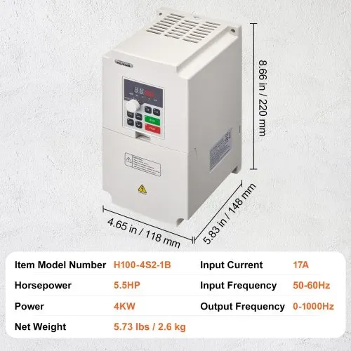 VEVOR VFD Frequenzumrichter 220 V, 4 kW 5,5 PS, VFD-Wandler, Variable Inverter, steuerbare Geschwindigkeit, Mehrfachschutz, Luftfeuchtigkeit 0-90 %, ABS-Material, Luftkühlungfunktion, Geräuscharm – Bild 6