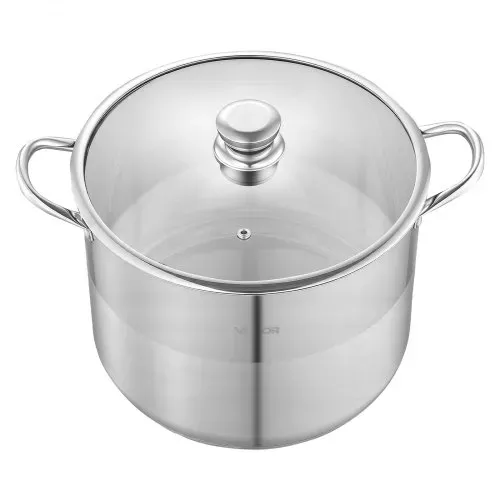 VEVOR Edelstahl Kochtopf 15,1 L Großer Suppentopf mit Glasdeckel Induktionsgeeignet Hochwertiger Nudeltopf PFOA-frei PFAS-frei für Gasherd Elektrokochfeld Ideal für Eintöpfe Pasta Familienportionen – Bild 8
