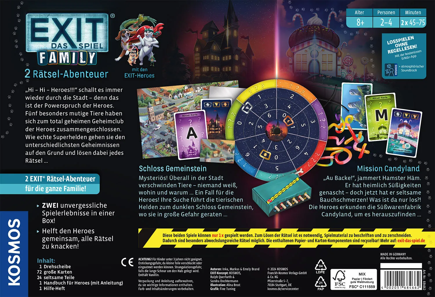 Kosmos EXIT - Das Spiel - Family: Schloss Gemeinstein/Mission Candyland – Bild 2