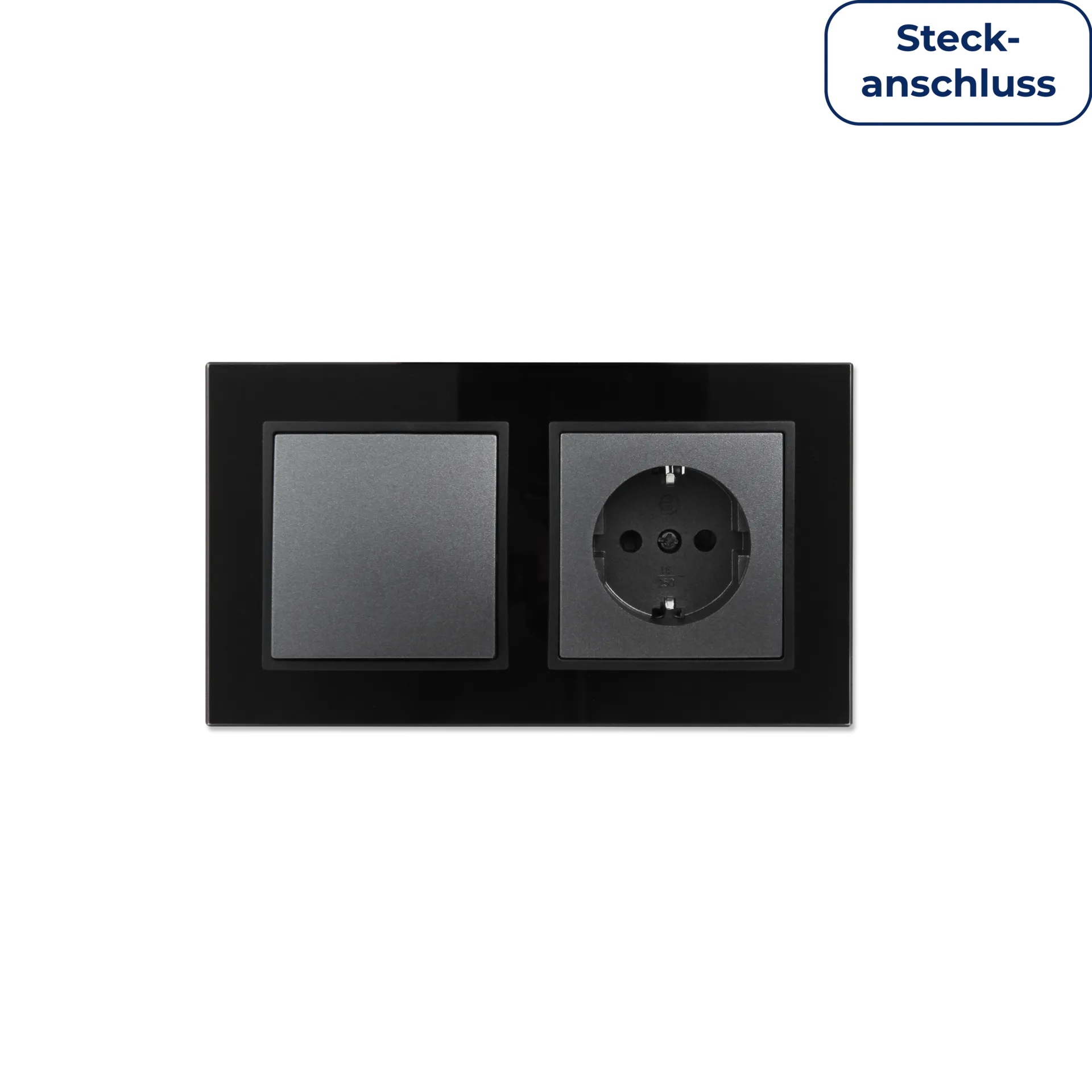 Schalter und Steckdosen Set McPower Flair “Tür 2-fach-Style Profi“ Glasrahmen, Steckanschluss Schalter und Steckdosen Set McPower Flair “Tür 2-fach-Style Profi“ Glasrahmen, Steckanschluss