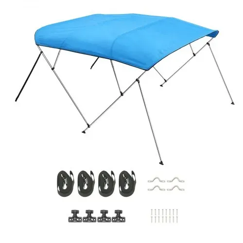 VEVOR Bimini Top Bootsabdeckung Sonnenverdeck (4 Bögen) aus 600D Polyester mit Rahmen aus Aluminiumlegierung, wasserdichte Sonnenschutz-Bootsmarkise mit Aufbewahrungstasche, 216-229 cm (B) Blau – Bild 8