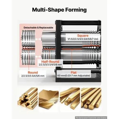 VEVOR Handwalzwerk 60 mm 4-in-1 Schmuckwalzwerk Rund Flach Vierkant Halbrund, Manuelles Schmuckwerkzeug für DIY-Schmuckhersteller, Einstellbare Dicke 0,03–7 mm, für Duktile Metalle Gold Silber Kupfer Alu VEVOR Handwalzwerk 60 mm 4-in-1 Schmuckwalzwerk Rund Flach Vierkant Halbrund, Manuelles Schmuckwerkzeug für DIY-Schmuckhersteller, Einstellbare Dicke 0,03–7 mm, für Duktile Metalle Gold Silber Kupfer Alu