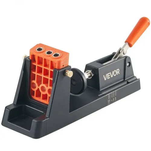 VEVOR Pocket Hole Jig, 12,7 bis 38,1mm, Schrägloch Positionierer, Taschenlochbohrlehren-Set mit Staubabsaugungsadapter, Abnehmbarem Führungsblock, Bohrer, Anschlagring, für Holzbearbeitung – Bild 10
