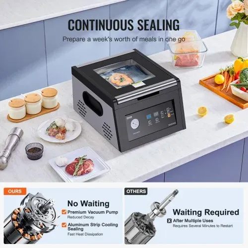 VEVOR Kammer Vakuumierer, 380 W, Verpackungsmaschine für feuchte Lebensmittel, Fleisch, kompaktes Design, ideales gewerbliches Vakuumiergerät für den professionellen und privaten Gebrauch – Bild 2