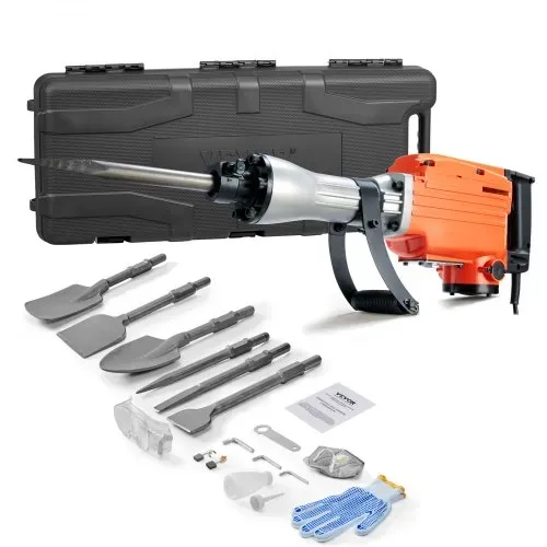 VEVOR Hochleistungs-Betonbrecher Abbruchhammer 2200 W, Elektroabbruchhammer, Bohrhammer Betonhammer Stemmhammer 1400 BPM, inkl. 6 Meißel Spitzmeißel, Flachmeißel, Schabemeißel für Schiefer, Beton usw. VEVOR Hochleistungs-Betonbrecher Abbruchhammer 2200 W, Elektroabbruchhammer, Bohrhammer Betonhammer Stemmhammer 1400 BPM, inkl. 6 Meißel Spitzmeißel, Flachmeißel, Schabemeißel für Schiefer, Beton usw.