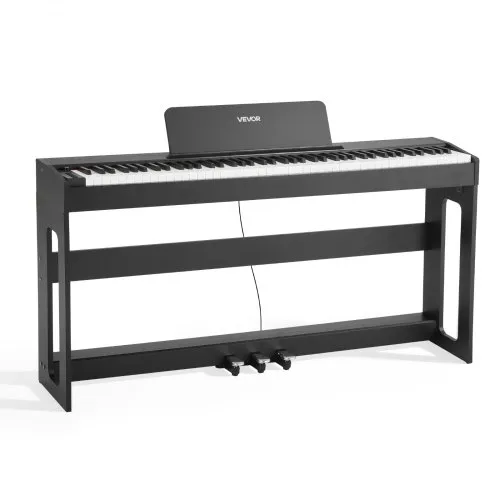 VEVOR Digitalpiano, 88 Tasten vollgewichtet anschlagdynamisch, E-Piano mit Möbelständer, Netzadapter, Dreifachpedal, Aufnahmefunktion, 280 Töne, Kabellose Verbindung, für Anfänger, Schwarz VEVOR Digitalpiano, 88 Tasten vollgewichtet anschlagdynamisch, E-Piano mit Möbelständer, Netzadapter, Dreifachpedal, Aufnahmefunktion, 280 Töne, Kabellose Verbindung, für Anfänger, Schwarz