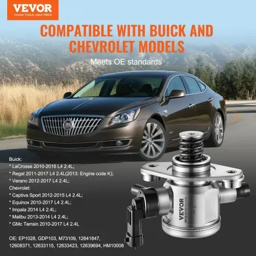 VEVOR Hochdruck-Kraftstoffpumpe mit Dichtung und Schrauben, kompatibel mit Buick LaCrosse, Regal, Verano, Chevrolet Captiva Sport, Equinox, Impala, Malibu, GMC Terrain 2010–2017 L4 2,4 l, Edelstahl VEVOR Hochdruck-Kraftstoffpumpe mit Dichtung und Schrauben, kompatibel mit Buick LaCrosse, Regal, Verano, Chevrolet Captiva Sport, Equinox, Impala, Malibu, GMC Terrain 2010–2017 L4 2,4 l, Edelstahl