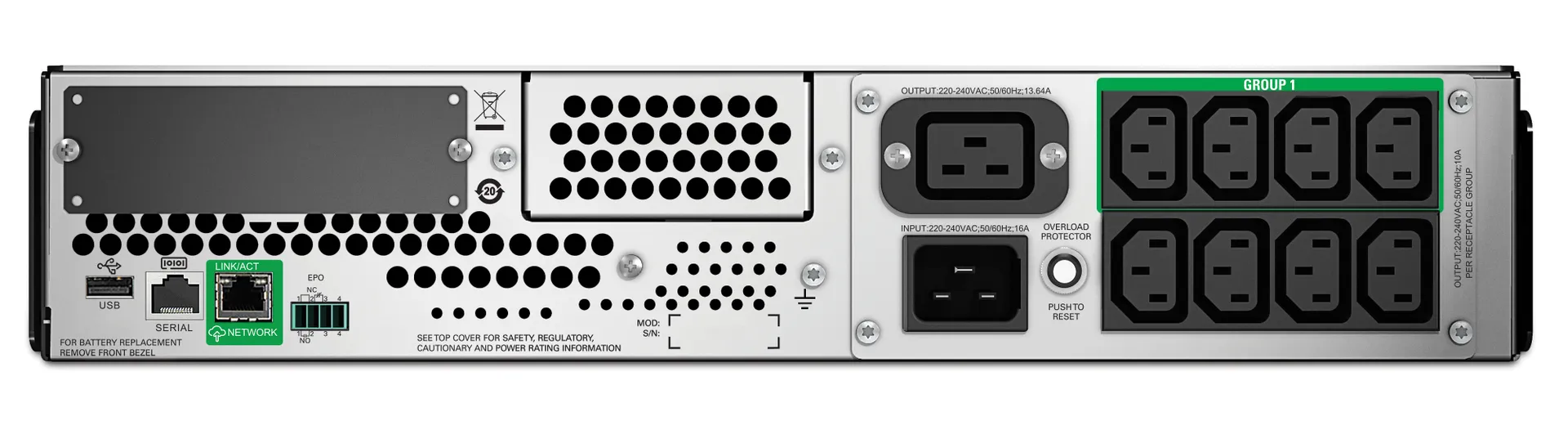 APC Smart-UPS SMT2200RMI2UC – 8x C13, 1x C19, USB, Rack-montierbar, SmartConnect, 2200VA – Bild 2