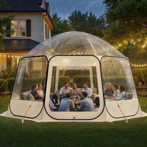 VEVOR Pop-up-Bubble-Zelt, 458 x 432 x 230 cm, transparentes Campingzelt, Garten-Kuppel-Iglu-Zelt mit Fenstern, Sportzelt, 540°-Panoramablick, für 12–15 Personen, Terrasse, Hinterhof – Bild 7