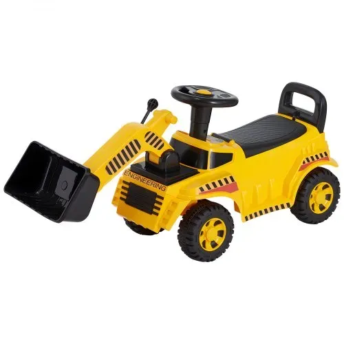 VEVOR Sitzbagger, Kinderbagger, Bagger-Bulldozer-Spielzeug mit Kippschutz und Stauraum unter dem Sitz, Aufsitzbagger 25 kg Tragkraft, Lauflernhilfe für Kleinkinder von 19 bis 36 Monaten, Gelb – Bild 9