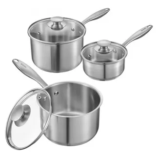 VEVOR Kochtopf Soßentopf Set (0,95+1,89+2,84 L) mit Glasdeckel, Suppentopf Gemüsetopf mit ergonomischem Griff, Milchtopf aus Edelstahl Gemüsetopf, Silber Mehrzwecktopf spülmaschinengeeignet VEVOR Kochtopf Soßentopf Set (0,95+1,89+2,84 L) mit Glasdeckel, Suppentopf Gemüsetopf mit ergonomischem Griff, Milchtopf aus Edelstahl Gemüsetopf, Silber Mehrzwecktopf spülmaschinengeeignet