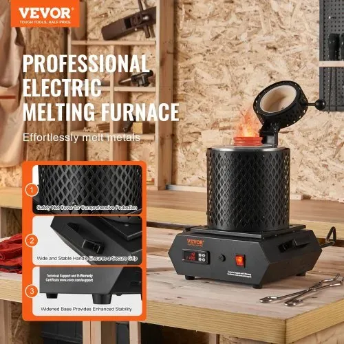 VEVOR Goldschmelzofen1350 W 1150 ℃ Max. Temperatur, digitaler elektrischer Schmelzofen 1 kg / 3 kg Keramiktiegel mit Tiegelzange & Handschuhen, zur Verarbeitung von Gold Silber Kupfer Aluminium rot VEVOR Goldschmelzofen1350 W 1150 ℃ Max. Temperatur, digitaler elektrischer Schmelzofen 1 kg / 3 kg Keramiktiegel mit Tiegelzange & Handschuhen, zur Verarbeitung von Gold Silber Kupfer Aluminium rot