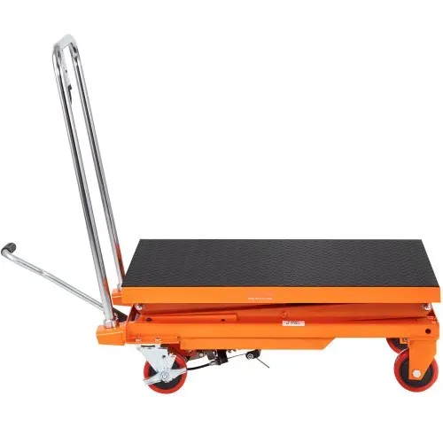 VEVOR TFD15 Hydraulischer Hubwagen Tischwagen, 330 Pfund Kapazität, 127 cm, mit 4 Rädern und rutschfestem Pad, für Materialhandhabung und Transport, Orange – Bild 9