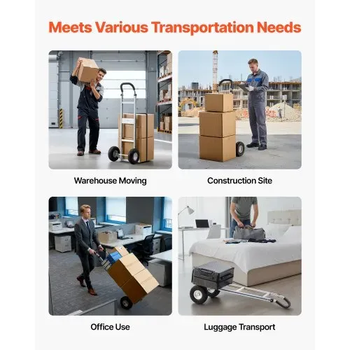 VEVOR Sackkarre, 227 kg Tragkraft, Schwerlast-Transportkarre mit Griff, Handkarre aus Aluminiumlegierung mit Zurrgurt, Stapelkarre für Umzüge nach Hause, ins Büro, ins Lager, 480x500x1340 mm – Bild 5