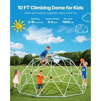 VEVOR Kletterkuppel geometrisches Klettergerüst mit 2 Basketbällen & Netz (305 cm), 453 kg belastbares Klettergerüst, Klettergerät für Kinder von 3 bis 10 Jahren Gartenspielzeug Spielplatz VEVOR Kletterkuppel geometrisches Klettergerüst mit 2 Basketbällen & Netz (305 cm), 453 kg belastbares Klettergerüst, Klettergerät für Kinder von 3 bis 10 Jahren Gartenspielzeug Spielplatz