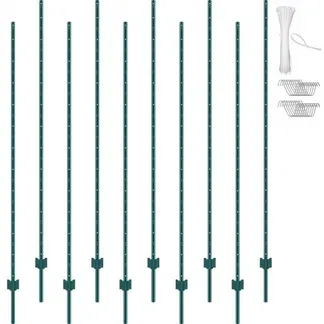 VEVOR 7 Fuß Zaunpfosten, 10er-Pack T-Pfosten Hochleistungs-Zaunpfosten aus Metall, stabile Zaunpfähle aus Stahl für Gartenhof, Rasen, Bauernhöfe und Maschendrahtzäune im Freien, grün VEVOR 7 Fuß Zaunpfosten, 10er-Pack T-Pfosten Hochleistungs-Zaunpfosten aus Metall, stabile Zaunpfähle aus Stahl für Gartenhof, Rasen, Bauernhöfe und Maschendrahtzäune im Freien, grün