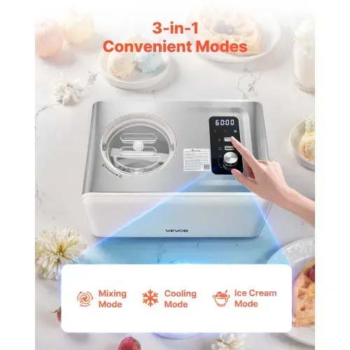 VEVOR automatische Eismaschine 2 QT mit eingebautem Kompressor (150 W) kein Vorgefrieren, Ice Cream Maker mit 3 Modi, elektrischer Eismaschine Frozen Sorbet Maker für die Küche zu Hause VEVOR automatische Eismaschine 2 QT mit eingebautem Kompressor (150 W) kein Vorgefrieren, Ice Cream Maker mit 3 Modi, elektrischer Eismaschine Frozen Sorbet Maker für die Küche zu Hause