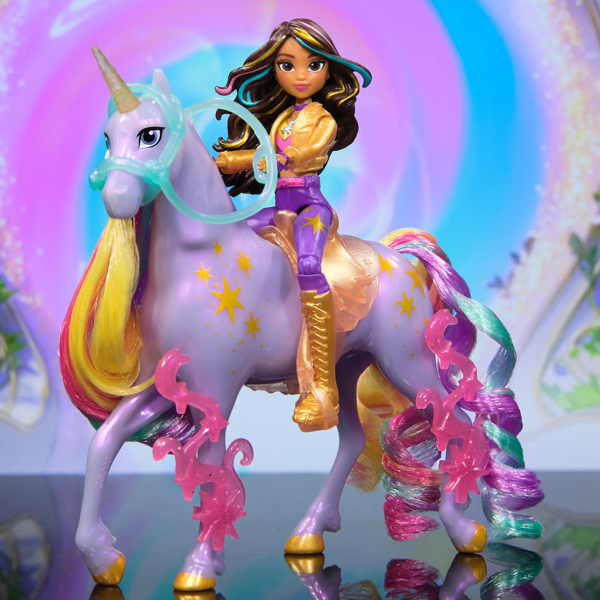 Unicorn Academy Sophia und Einhorn Wildstar Set, ca. 12 cm Originalfiguren zur Netflix Serie mit abnehmbarem Sattel, Mähnen- und Schweifbürste und Zubehör, für Kinder ab 4 Jahren – Bild 7