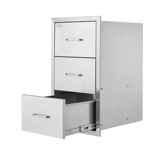 VEVOR Küchenschubladen Outdoor Schubladenschrank (47 x 57 x 57 cm) mit dreifachem Zugriff aus Edelstahl, Schubladenaufbewahrung für Grillinsel mit Griff, für Grillstation – Bild 9