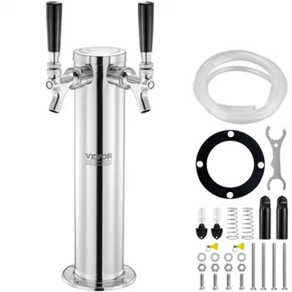 VEVOR Bierzapfturm mit zwei Zapfhähnen, Bierfassturm aus Edelstahl, Kegerator-Turm-Kit mit Vormontierten Schläuchen & Selbstschließenden Zapfhähnen für Partys, Bars, Pubs und Restaurants usw. VEVOR Bierzapfturm mit zwei Zapfhähnen, Bierfassturm aus Edelstahl, Kegerator-Turm-Kit mit Vormontierten Schläuchen & Selbstschließenden Zapfhähnen für Partys, Bars, Pubs und Restaurants usw.