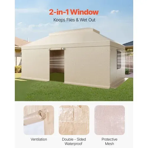 VEVOR Winterabdeckung, passend für 3,66 x 6,1 m Pavillons mit Doppeldach, Ersatzabdeckung mit Seitenwänden & Netzfenstern, Lagerschutzabdeckungen, Pavillons nicht im Lieferumfang enthalten – Bild 4