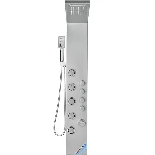 VEVOR Duschsäule Duschsystem Duscharmatur, 4 Duschmodi, Duschset, Regenfall, Wasserfall, 5 Ganzkörpermassagedüsen und Handbrause mit 3 Einstellungen und 1,5 mSchlauch, Wandduschset aus Edelstahl – Bild 9