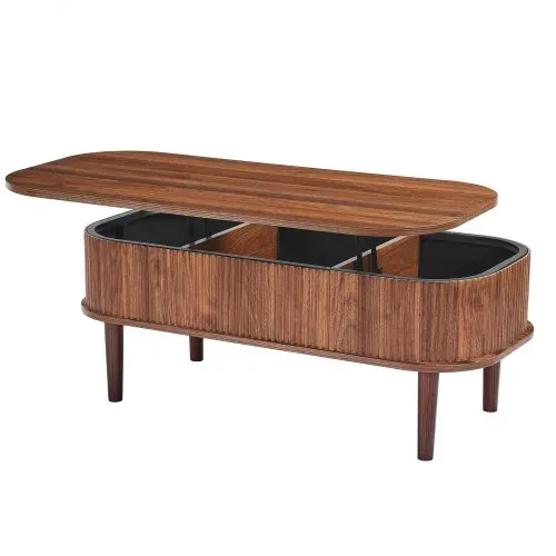 VEVOR Couchtisch Höhenverstellbar 1000x480x405-545 mm, Wohnzimmertisch mit Stauraum, Ausziehbarer Kaffeetisch im Mid-Century-Stil aus MDF, Hubtischplatte für Zuhause & Büro, Walnussfarbe – Bild 9