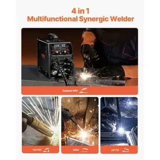 VEVOR MIG-Schweißgerät, 200 A synergetische MIG-Schweißmaschine, 4-in-1-Gas-MIG/Flux Core-MIG/Stick/Lift-TIG-Mehrprozess-Welder mit IGBT-Wechselrichtertechnologie und LCD-Bildschirmanzeige VEVOR MIG-Schweißgerät, 200 A synergetische MIG-Schweißmaschine, 4-in-1-Gas-MIG/Flux Core-MIG/Stick/Lift-TIG-Mehrprozess-Welder mit IGBT-Wechselrichtertechnologie und LCD-Bildschirmanzeige