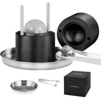 VEVOR Eiswürfelbereiter Eiswürfelformen Satz 60 mm, Eiswürfelform Eiskugelform mit Eiszange & Tropfschale, Alu Schwarze Strapazierfähige Eiswürfelformen Eiswürfelbehälter Whisky Americano, Saft VEVOR Eiswürfelbereiter Eiswürfelformen Satz 60 mm, Eiswürfelform Eiskugelform mit Eiszange & Tropfschale, Alu Schwarze Strapazierfähige Eiswürfelformen Eiswürfelbehälter Whisky Americano, Saft