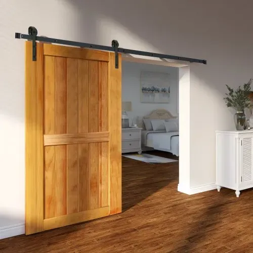 VEVOR 244cm Schiebetürbeschlag J-förmig Schiebetürsystem mit 2-teiligen Schienen 150kg Tragfähigkeit Laufschiene Ideal für Schiebetüren mit Türstärke von 32-45mm, Türbreite von 1,12–1,32m – Bild 7