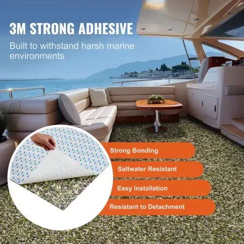 VEVOR Bootsbodenbelag, EVA-Schaum-Bootsdeck, 2400 x 600 x 6 mm, rutschfester, selbstklebender Bodenbelag, 28800 cm², 2 Rollen Marineteppich für Boote, Yachten, Pontons, Kajakdecks – Bild 2