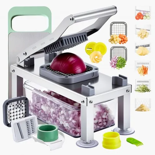 VEVOR Gemüseschneider, Mandolinenschneider, All-in-1-Multischneider mit 9 Klingen, Käsereibe, Zwiebel- & Kartoffelwürfelschneider mit Behälter, Salatspiralschneider, Küchenhelfer & -utensilien VEVOR Gemüseschneider, Mandolinenschneider, All-in-1-Multischneider mit 9 Klingen, Käsereibe, Zwiebel- & Kartoffelwürfelschneider mit Behälter, Salatspiralschneider, Küchenhelfer & -utensilien