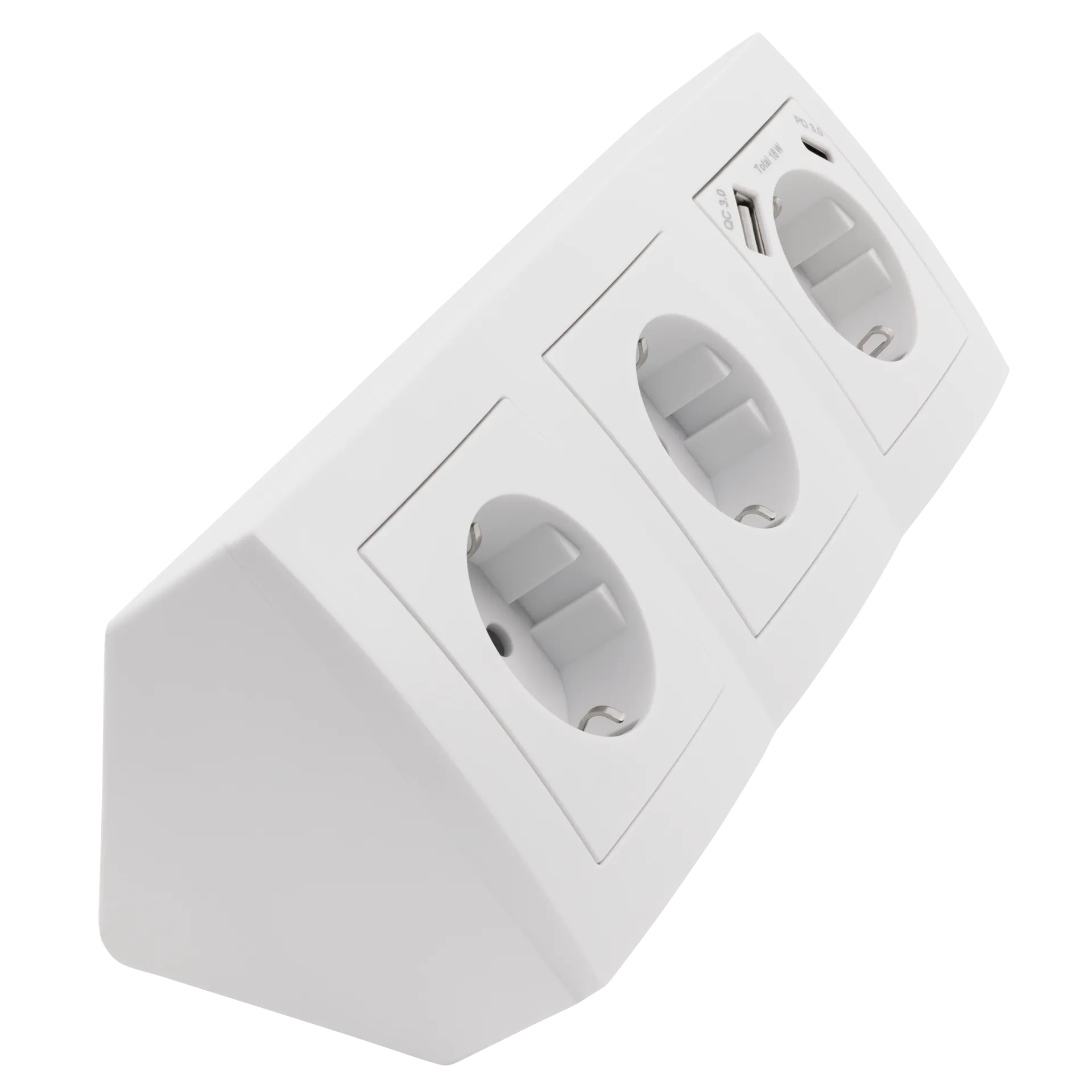 Steckdosenblock McPower ''Flair'' weiß, 3-fach Schutzkontakt + USB-C / USB-A – Bild 3
