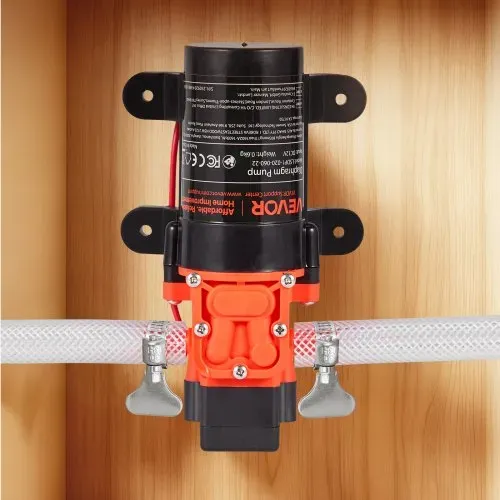 VEVOR Membranpumpe, 12 V DC, 4,5 L/min, selbstansaugende 2-Kammer-Membranwasserpumpe mit 2 Schlauchschellen, 5,5 bar max. Druck, leiser Betrieb, für Wohnmobil, Wohnwagen, Boot, Gartenbewässerung – Bild 7