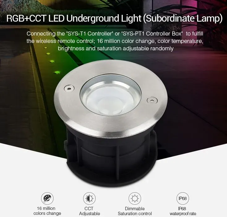 MiBoxer SYS-RD1 LED Subordinate Bodeneinbaustrahler 5W RGB-WW (RGB-CCT) mit Funk und WLAN MiBoxer SYS-RD1 LED Subordinate Bodeneinbaustrahler 5W RGB-WW (RGB-CCT) mit Funk und WLAN